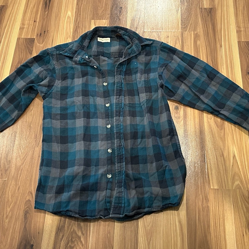 Blue and Black Flannel Plaid Shirt